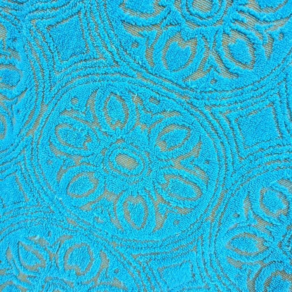 Vintage Fashion Manor Blue Floral Medallion Bath Towel 24x38 Made in USA